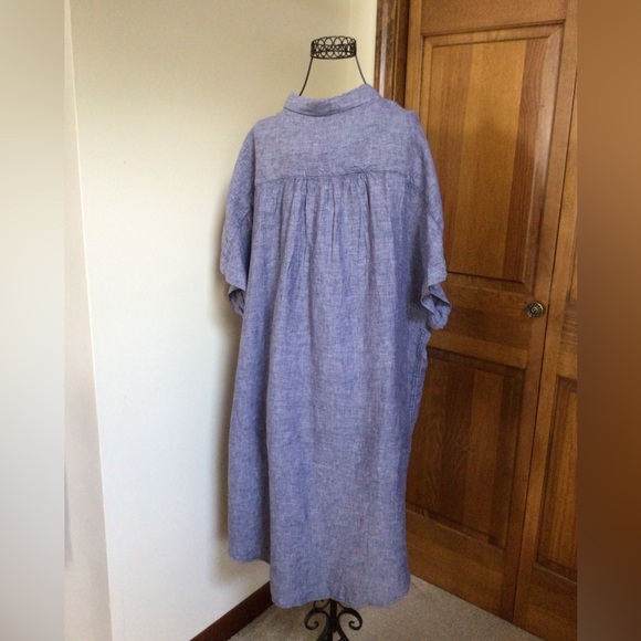 Tahari linen shirt/dress, blue 1X - Picture 2 of 4